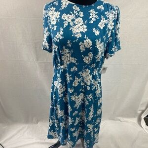 Old navy Floral Print Cotton Dress Pockets Summer Vibes A Line Boho Blue Large